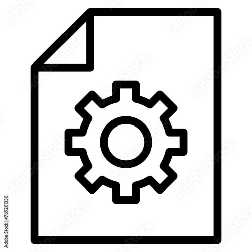 content management, document and gear icon