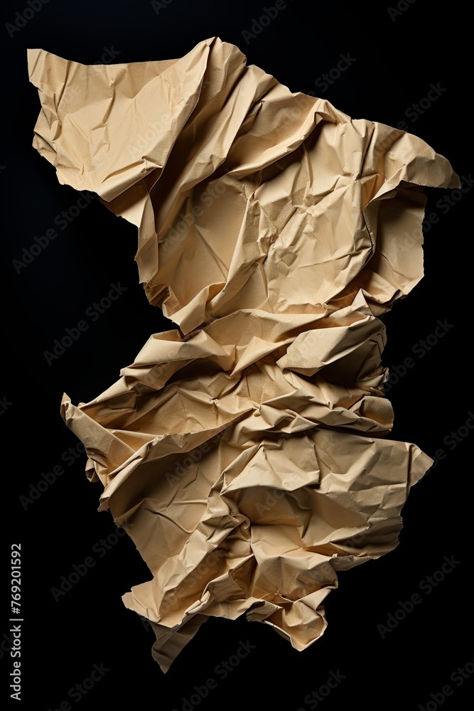torn tan papper on a black background 