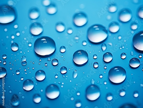 water droplets on all blue  matte background