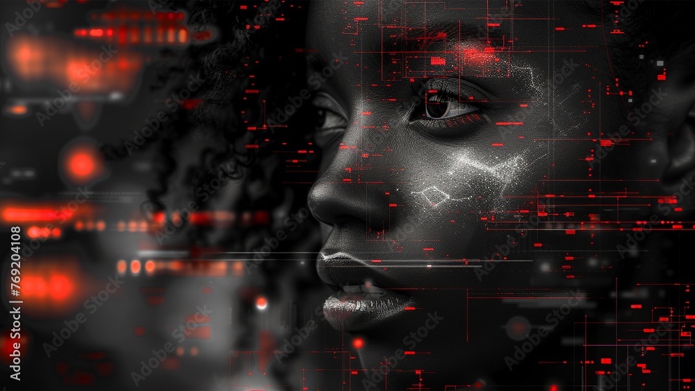 Female Computer Engineer Works on a Neural Network Artificial Intelligence Project. IT specialist, artificial intelligence collage. Working in a data center. Generative AI. Female Computer Engineer Works on a Neural Network Artificial Intelligence Project. IT specialist, artificial intelligence collage. Working in a data center. Generative AI.