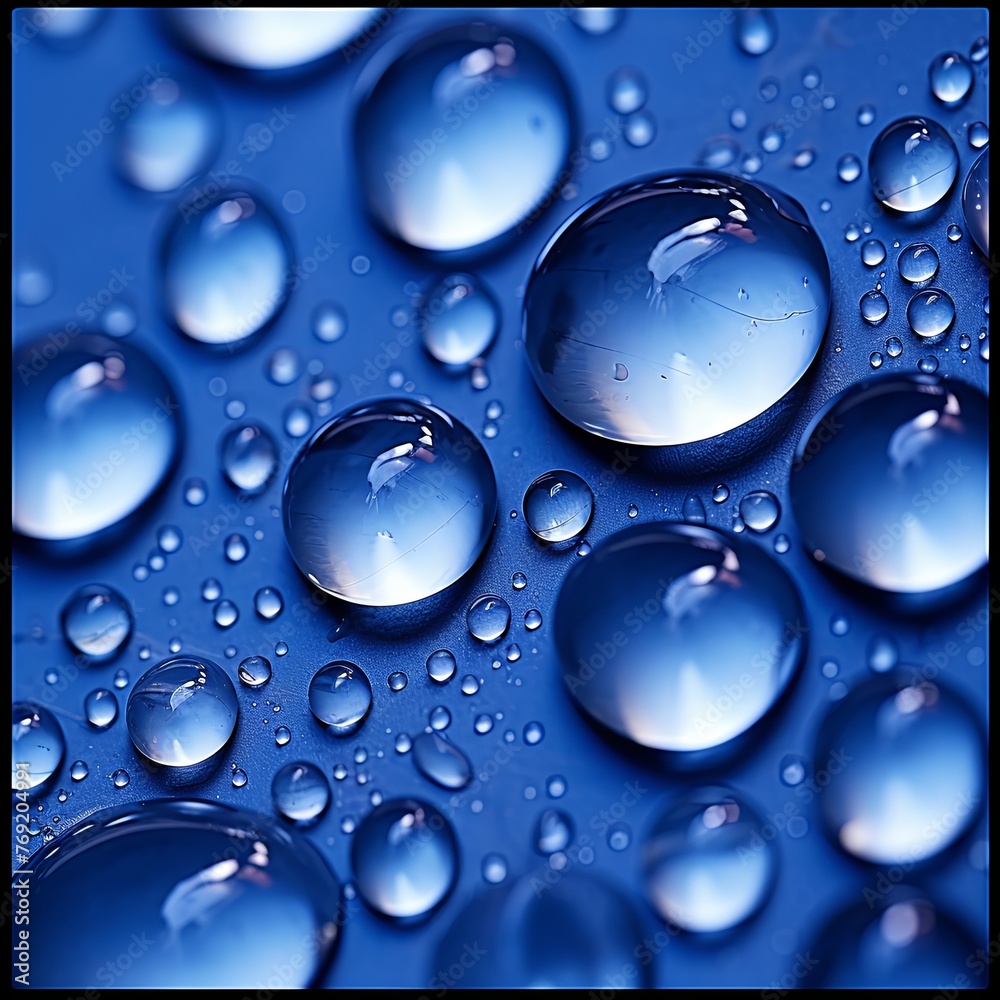water droplets on all indigo, matte background