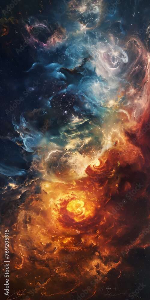 Majestic Nebulae and Cosmic Clouds Painting a Vivid Tableau in the Boundless Universe