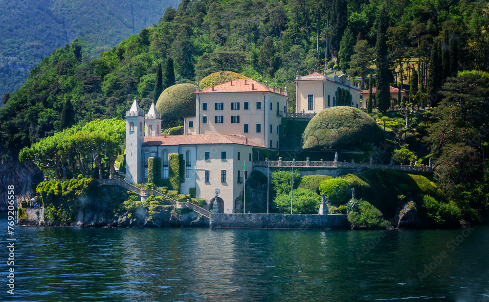 Villa del Balbianello on Lake Como, Lenno, Lombardia, Italy. Lakeside view