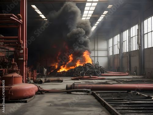 Gros plan sur des extincteurs pour incendie dans une usine design photo
