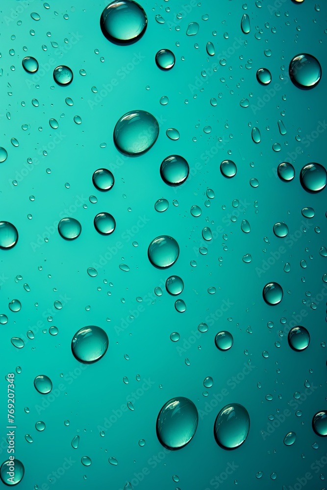 water droplets on all turquoise, matte background