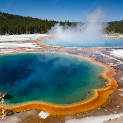 Hot geothermal spring. Generative AI