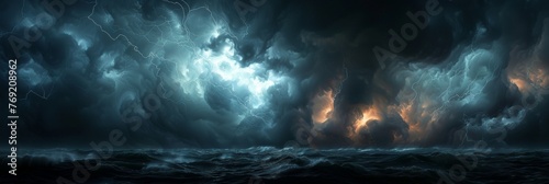 An ominous, dark cloud texture with flashes of lightning, evoking the tempestuous sea journeys across the Narrow Sea and the foreboding dark atmosphere created with Generative AI Technology