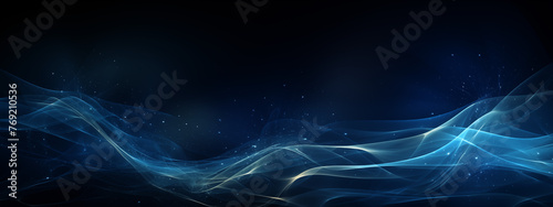 Subtle Blue Abstract Waves with Light Particles on Dark Background Illustration