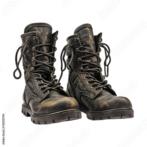 Combat Boots isolated on transparent png background. Generative ai