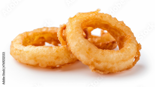onion rings isolated on white background. Generative Ai