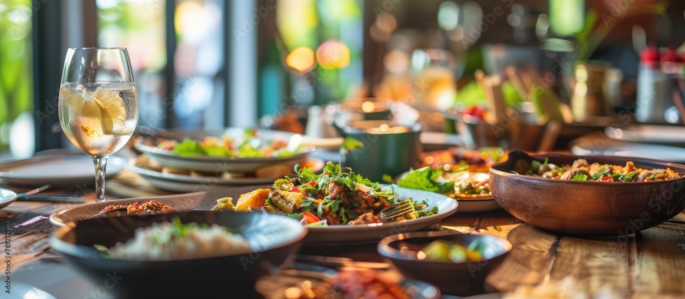 Spiced dishes on a cafe table Spiced dishes on a cafe table