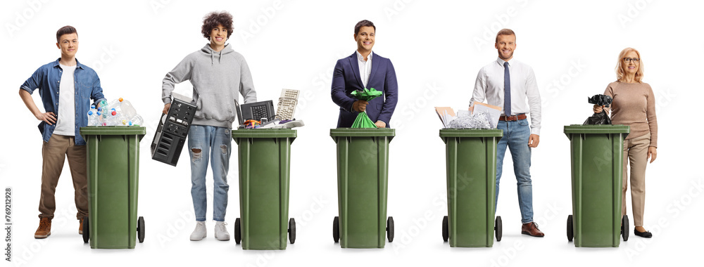 © Ljupco Smokovski - People throwing different type of waste in trash cans