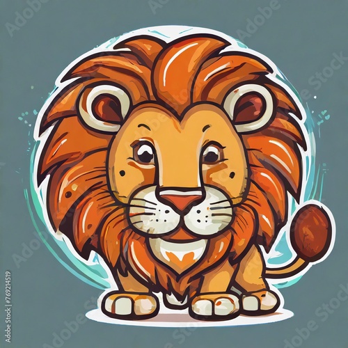Cartoon lion illustration on blue background
