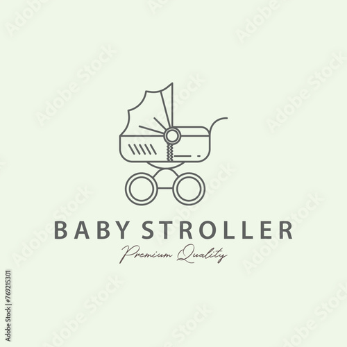 stroller baby vector line art minimalist illustration design icon