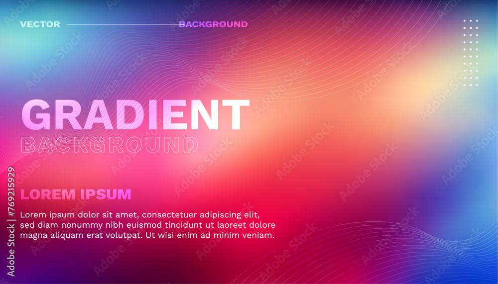 Vector Template Colorful Grainy Gradient Texture Background. Web Template, Text
