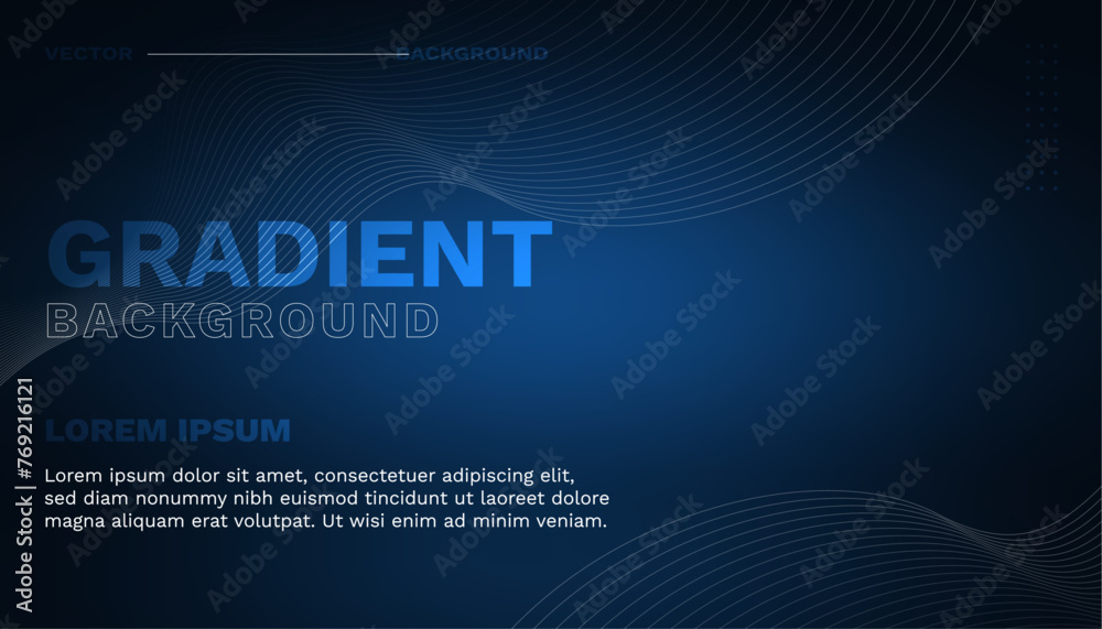 Abstract luxury gradient blue background. smooth dark blue with black vignette studio banner.