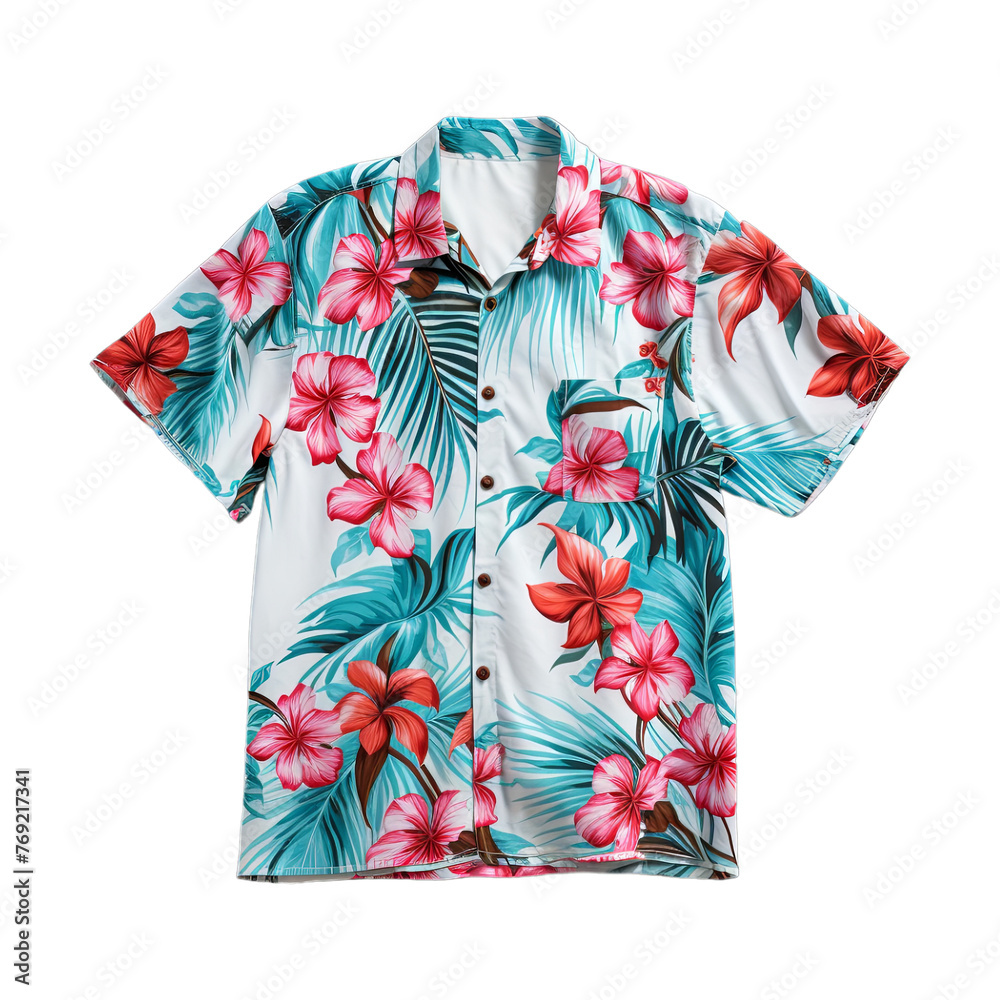 Hawaiian Shirt isolated on transparent png background. Generative ai Hawaiian Shirt isolated on transparent png background. Generative ai