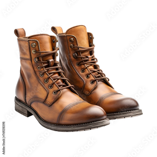 Lace-Up Boots isolated on transparent png background. Generative ai