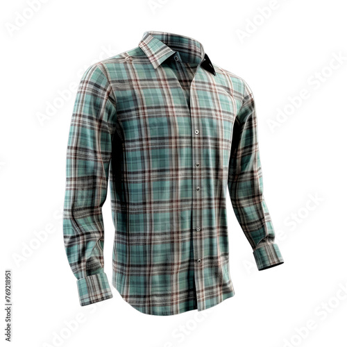 Plaid Shirt isolated on transparent png background. Generative ai