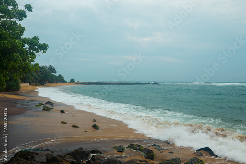 Beach and ocean in the island of Sri Lanka