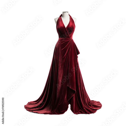 Velvet Dress isolated on transparent png background. Generative ai