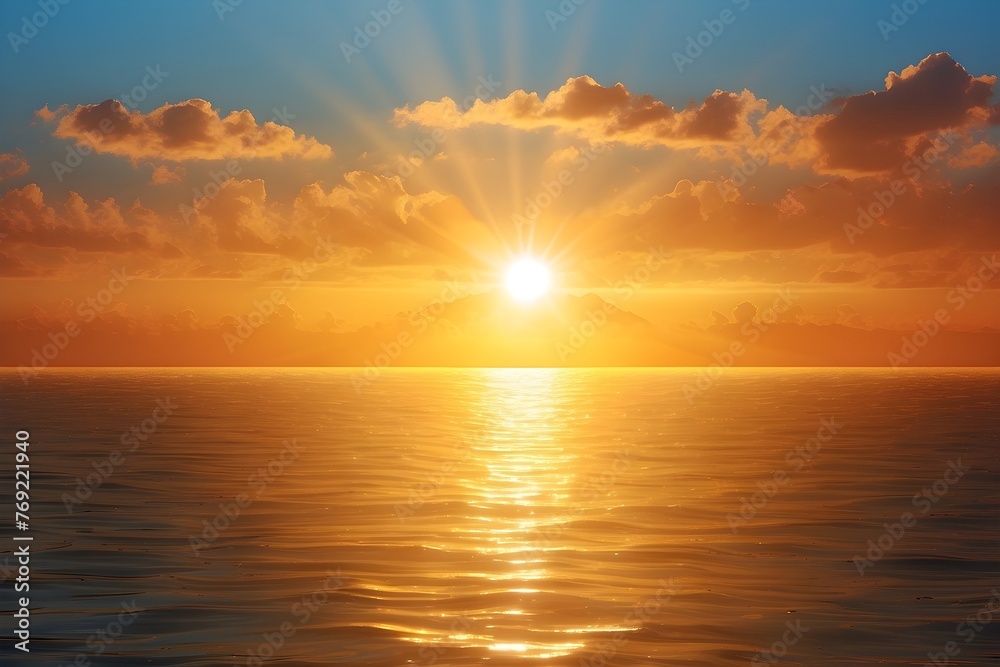 Obraz premium golden sun shining on the horizon