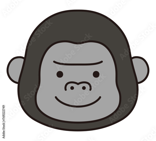 かわいいゴリラの顔のベクターイラスト。アイコン、動物