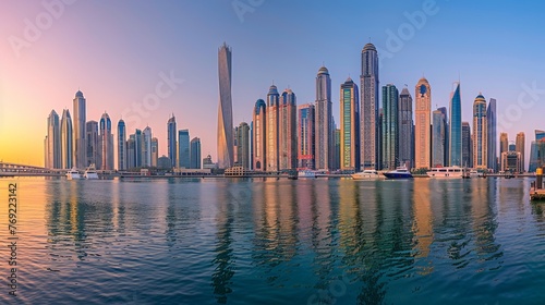 The Dubai Marina symbolizes the luxurious lifestyle of Jumeirah beach and the city itself, reflecting the opulence of the United Arab Emirates