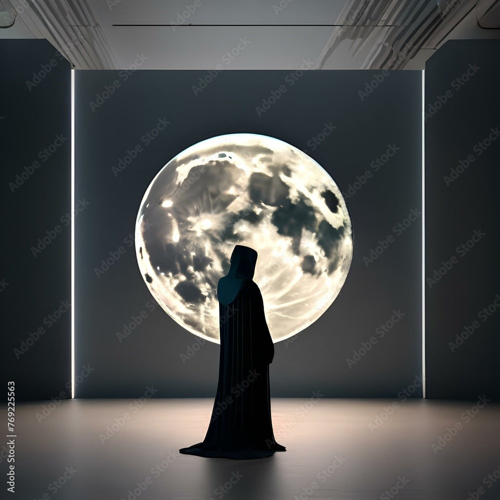 A mysterious figure cloaked in shadow, standing at the edge of a moonlit clearing2 A mysterious figure cloaked in shadow, standing at the edge of a moonlit clearing2
