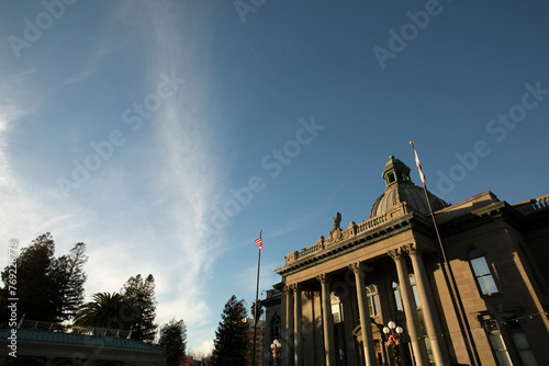 Sunset view of the historic San Mateo County Courthouse in downtown Redwood City, California, USA. photo