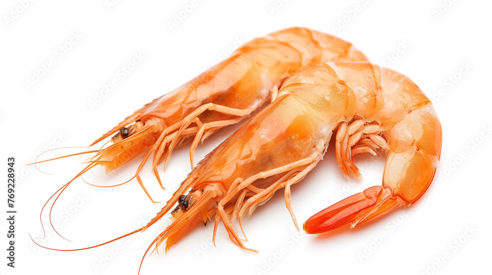 shrimps on a plate isolated on white background. Generative Ai shrimps on a plate isolated on white background. Generative Ai