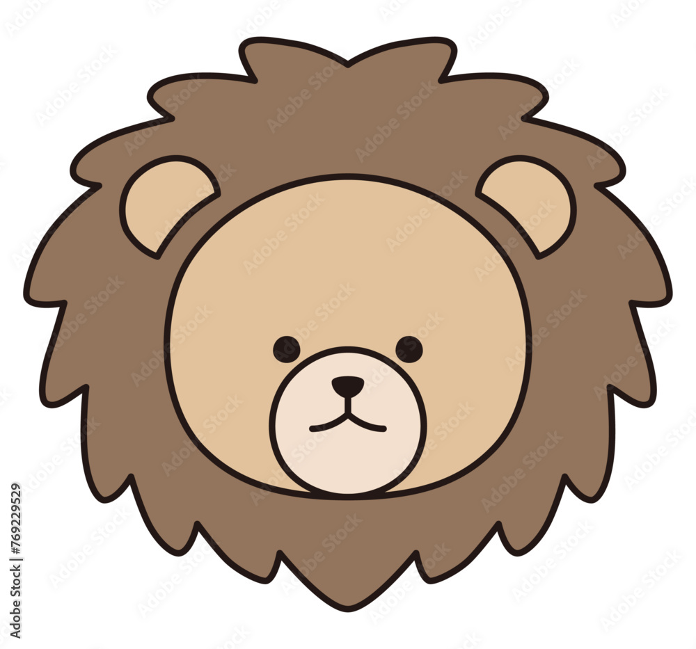 かわいいライオンの顔のベクターイラスト。アイコン、動物 かわいいライオンの顔のベクターイラスト。アイコン、動物
