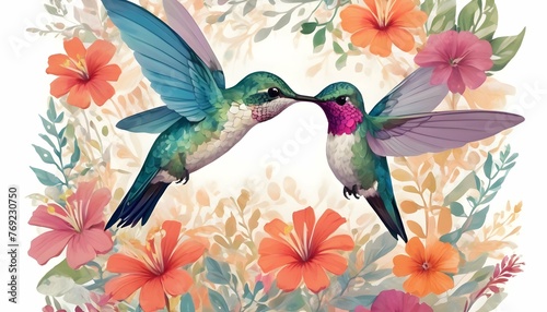 An Artistic Representation Of A Hummingbird Surrou © Tahir