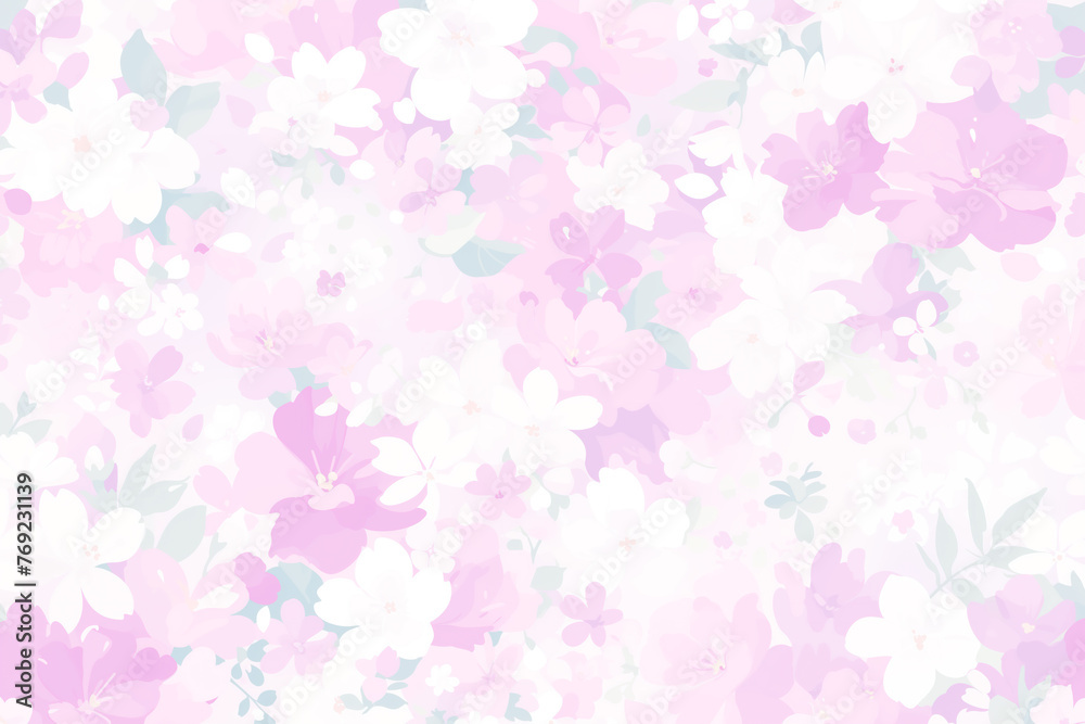春爛漫の柔らかな桜色の花々の背景イラスト