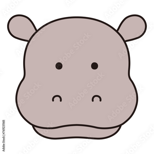 かわいいカバの顔のベクターイラスト。アイコン、動物