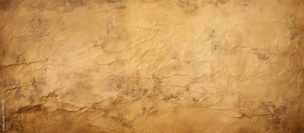 A close up of a rectangle piece of old hardwood flooring, displaying various tints and shades of brown, amber, and beige, resembling patterns found in soil