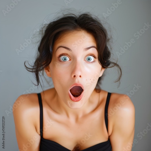 놀라는 표정을 짓는 여성