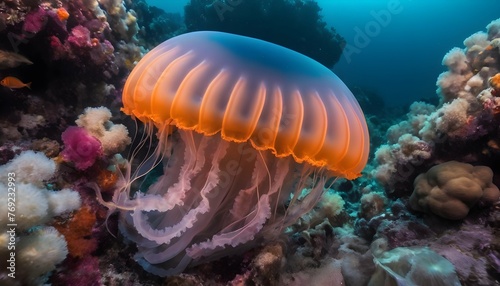 A Jellyfish In A Sea Of Colorful Coral