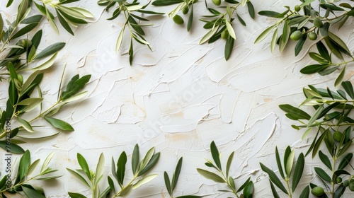 Olive Branches on Textured Background