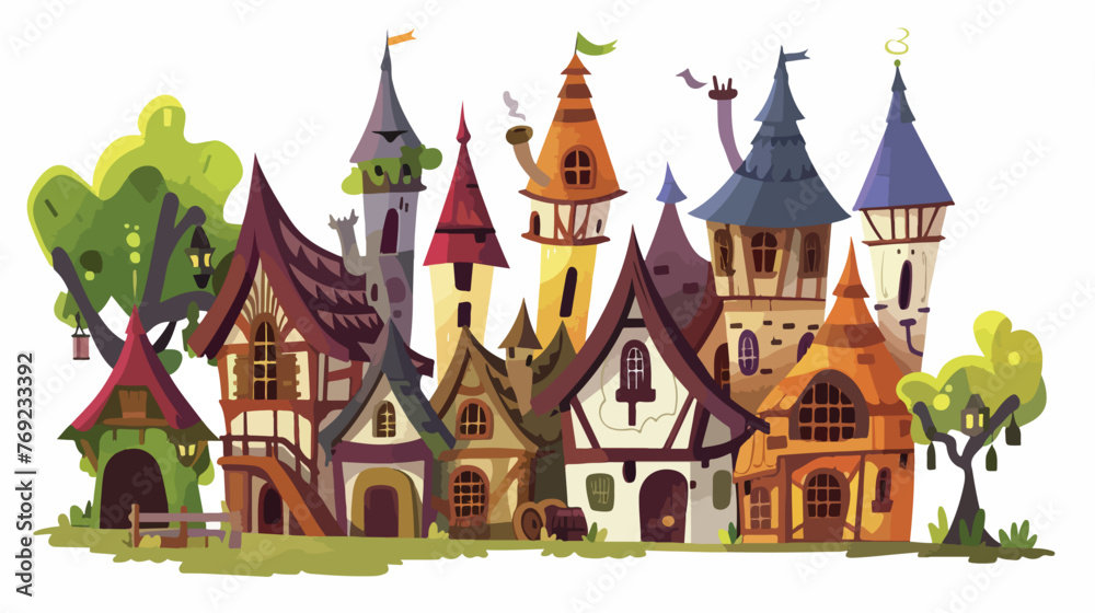 An illustration of the small medieval fantasy village