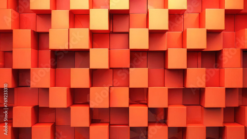 an abstract and geometric illustration of a pattern made of cubes, featuring interconnected cubes arranged in a repeating motif, with varying sizes, colors, and perspectives