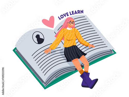 Person study and learn vector illustration