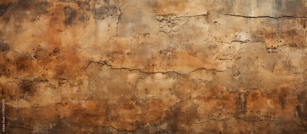 Detailed view of a wall covered in a warm brown paint color, displaying texture and brush strokes Detailed view of a wall covered in a warm brown paint color, displaying texture and brush strokes