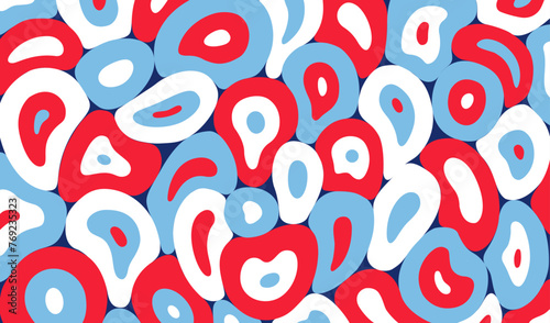 simple abstract geometric background, simple geometric shapes in white, blue, red colors, simple rounded forms