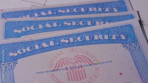6 close up social security card ssn with important stamp concept photo