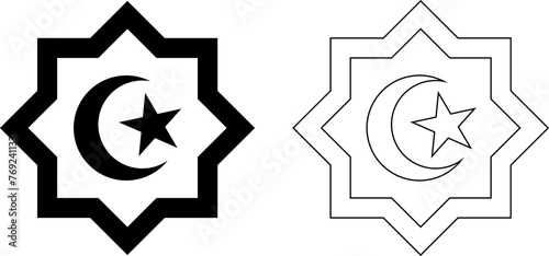 Crescent moon and star islamic symbol