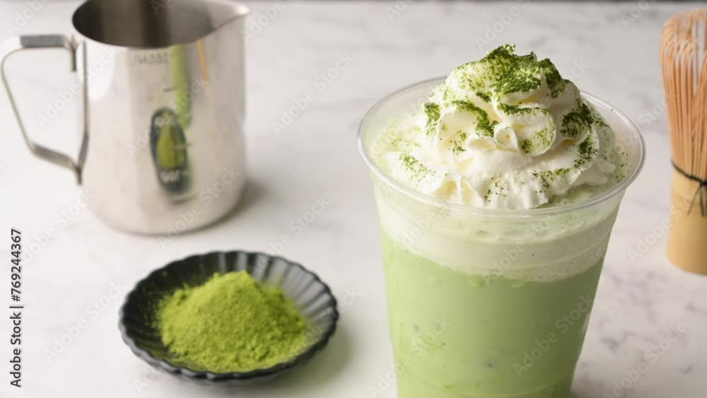 mathca frappe with whipped cream
