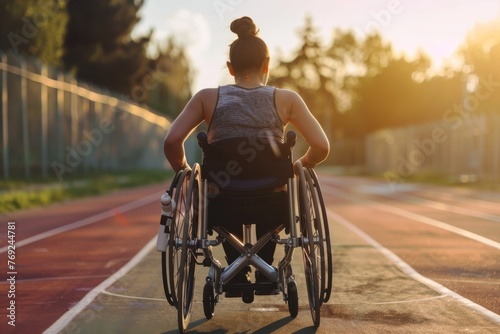 Athlete in a wheelchair on a track