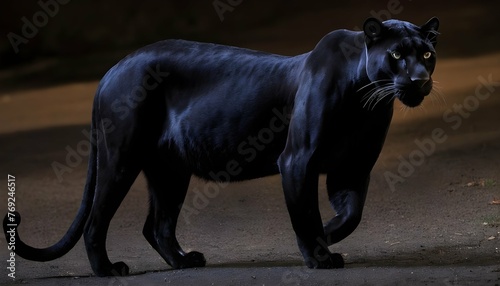 A Panther With Its Sleek Coat Shimmering In The Mo