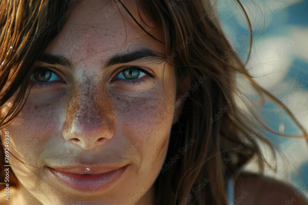 Hermoso rostro de una chica morena en Italia.






